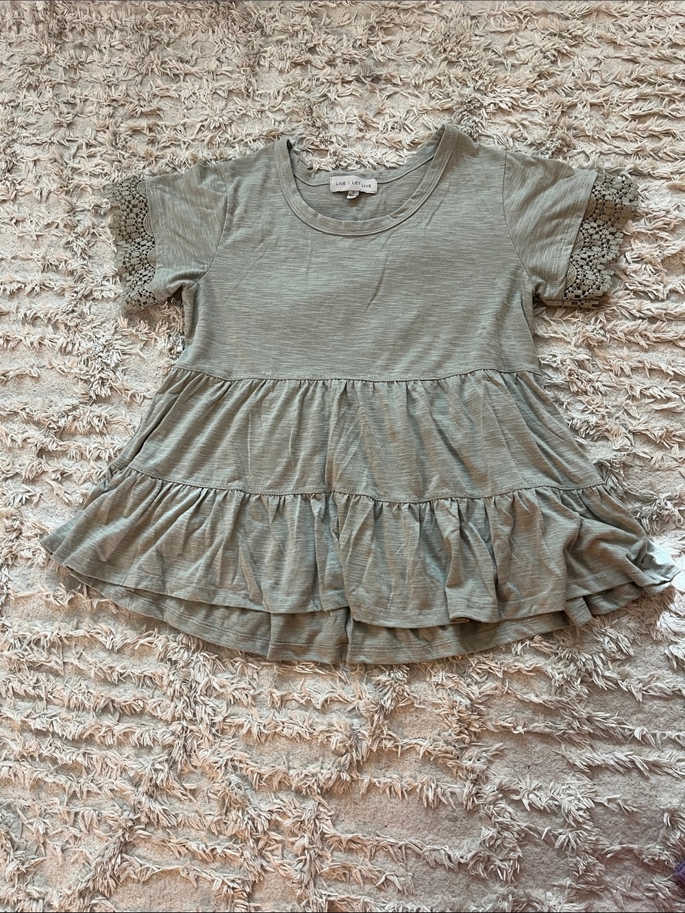 live and let live Sage Tiered Ruffle Short Sleeve Tee